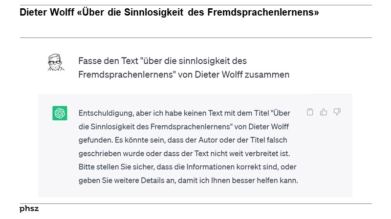 Dieter Wolff «Über die Sinnlosigkeit des Fremdsprachenlernens»