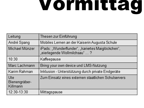 Programm Vormittag