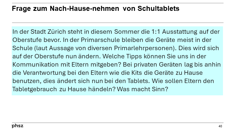 Frage zum Nach-Hause-nehmen von Schultablets 