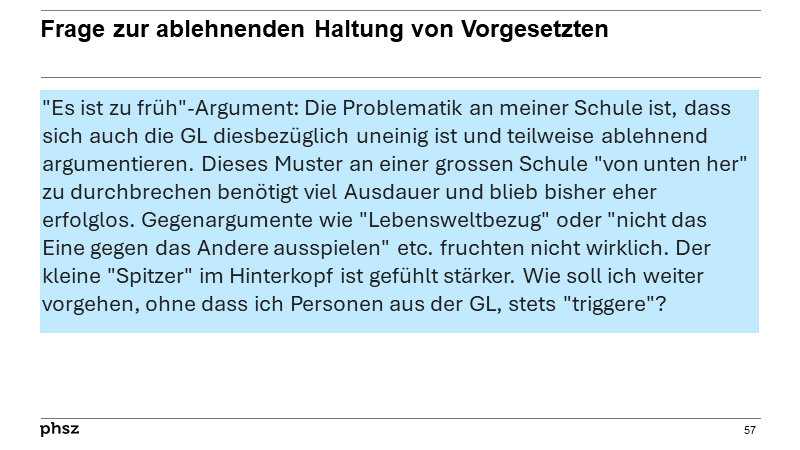 Frage zur ablehnenden Haltung von Vorgesetzten