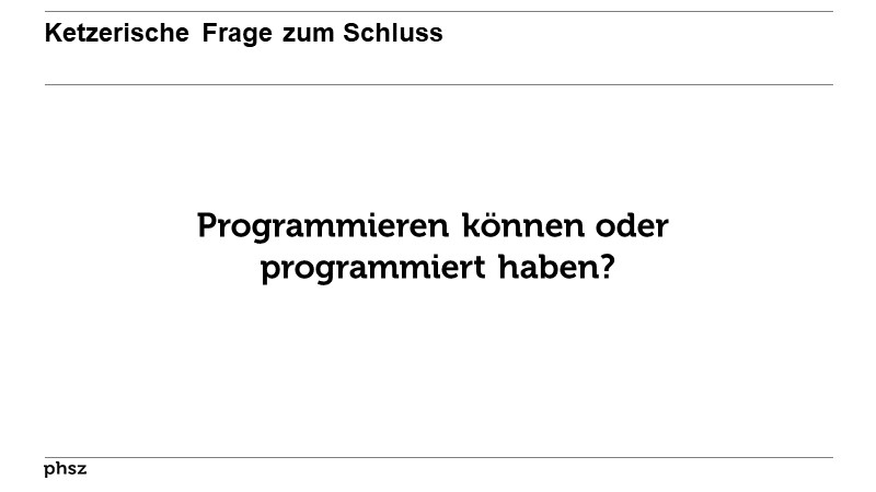 Ketzerische Frage zum Schluss 