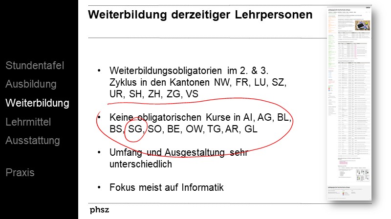 Weiterbildung derzeitiger Lehrpersonen