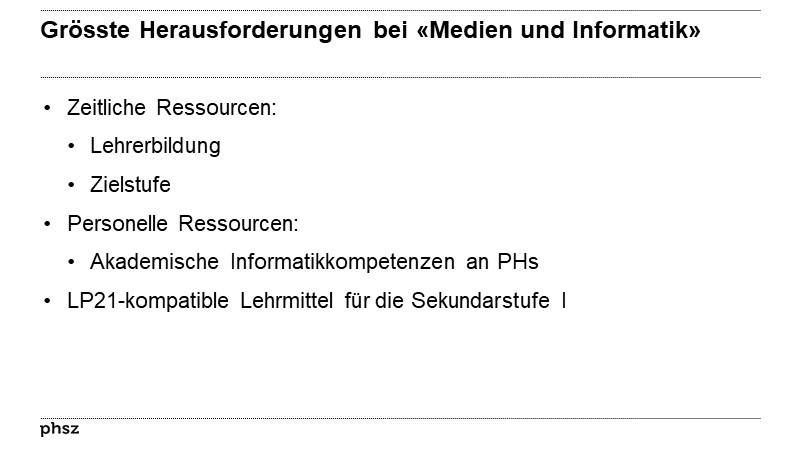 Grösste Herausforderungen bei «Medien und Informatik» 