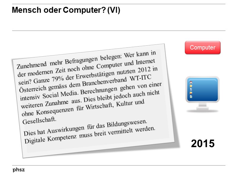 Mensch oder Computer? (VI)