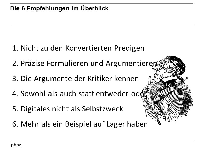 Die 6 Empfehlungen im Überblick