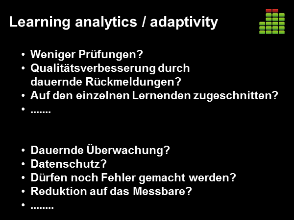 Learning analytics / adaptivity