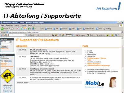 Nutzungsbeispiel: IT-Abteilung / Supportseite