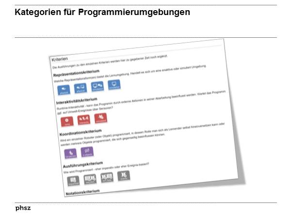 Kategorien für Programmierumgebungen