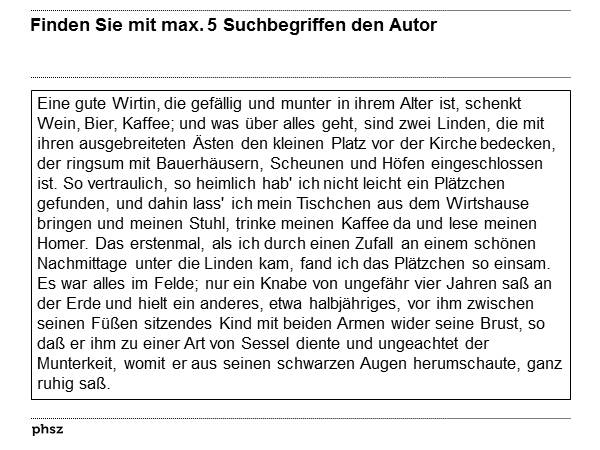 Finden Sie mit max. 5 Suchbegriffen den Autor