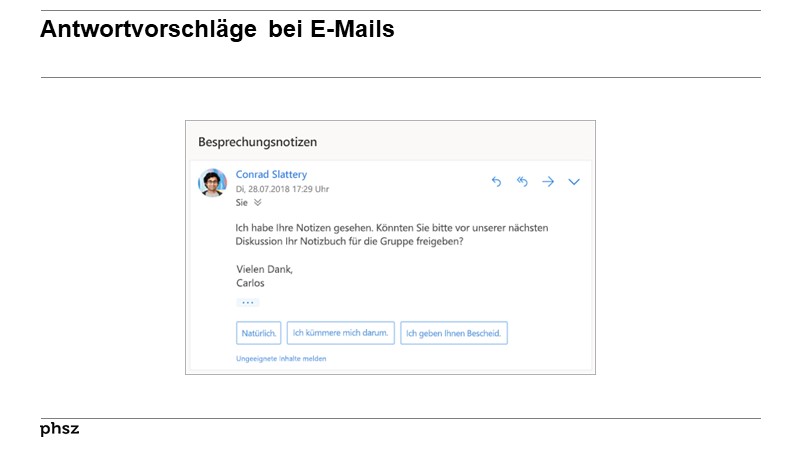 Antwortvorschläge bei E-Mails