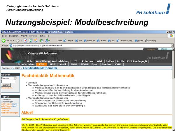 Nutzungsbeispiel: Modulbeschreibung