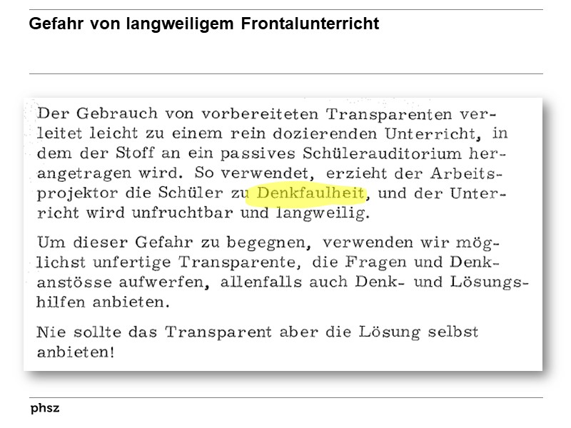  Gefahr von langweiligem Frontalunterricht