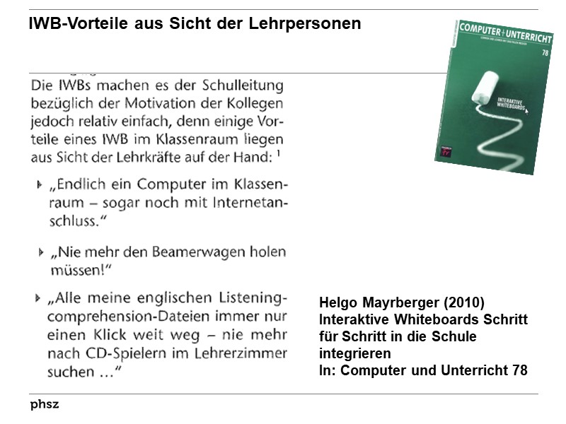 IWB-Vorteile aus Sicht der Lehrpersonen