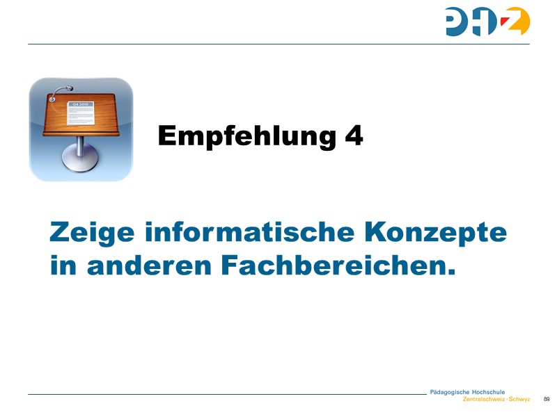 Empfehlung 4: Zeige informatische Konzepte in anderen Fachbereichen.