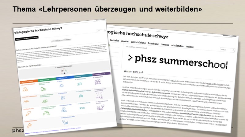 Thema «Lehrpersonen überzeugen und weiterbilden»