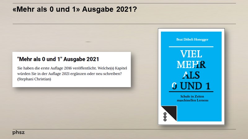 «Mehr als 0 und 1» Ausgabe 2021?