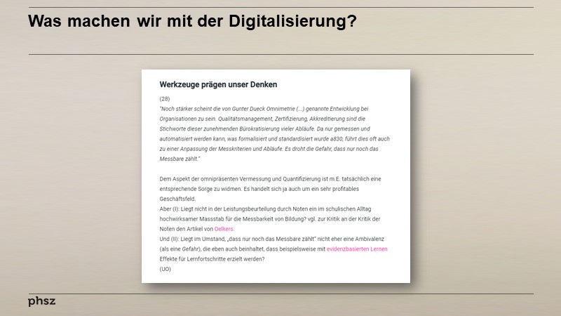 Was machen wir mit der Digitalisierung?