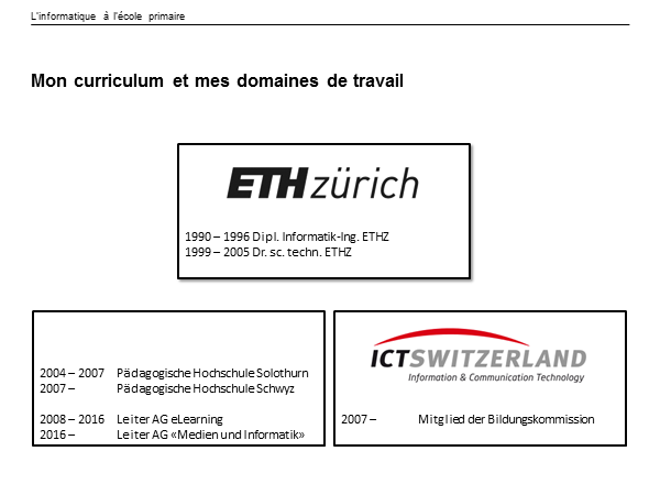 Mon curriculum et mes domaines de travail