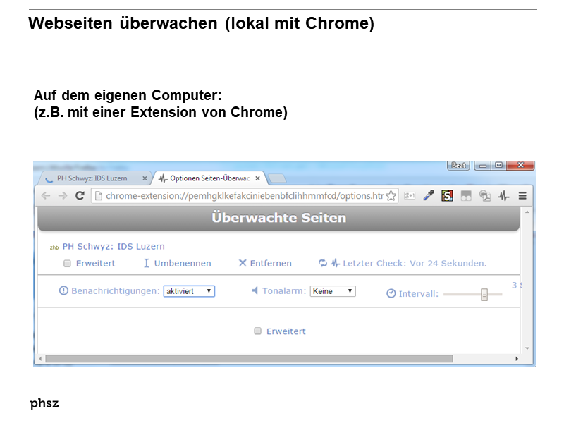 Webseiten überwachen (lokal mit Chrome)