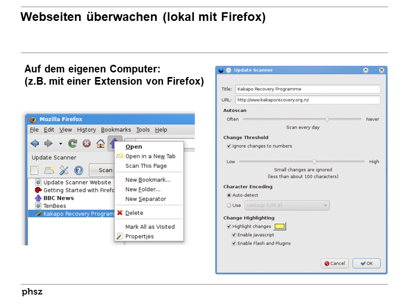 Webseiten überwachen (lokal mit Firefox)