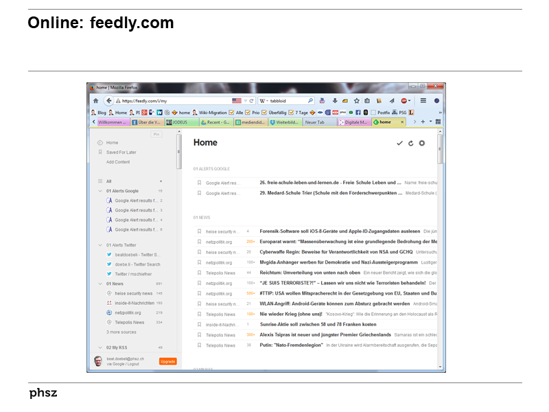 Online: Feedly.com