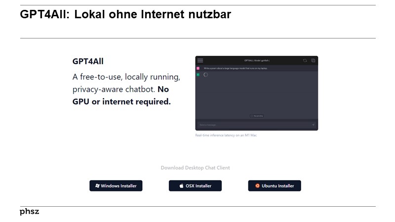 GPT4All: Lokal ohne Internet nutzbar