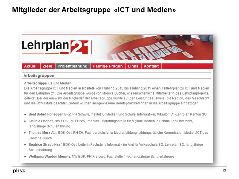  Mitglieder der Arbeitsgruppe «ICT und Medien» 