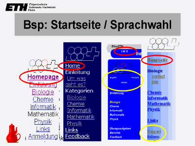 Bsp: Startseite / Sprachwahl