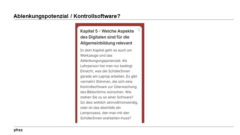 Ablenkungspotenzial / Kontrollsoftware?