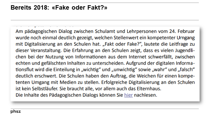 Bereits 2018: «Fake oder Fakt?»