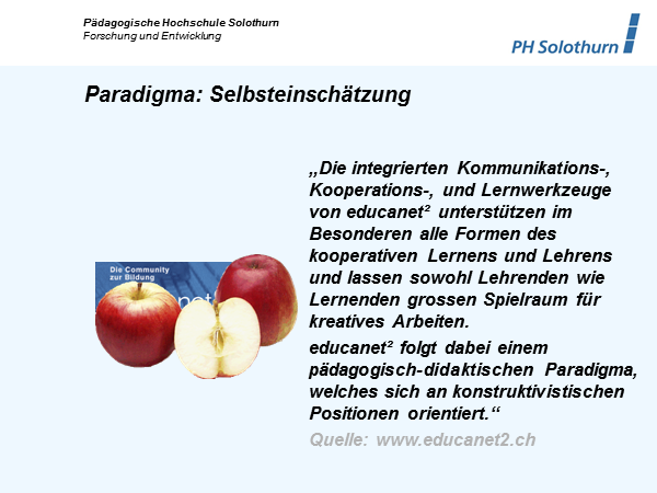 Paradigma: Selbsteinschätzung educanet2