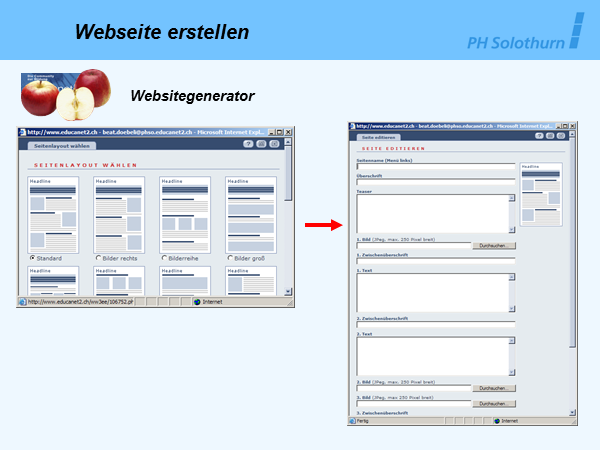 Webseitengenerator von educanet2 I