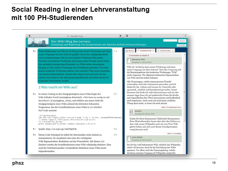 Social reading in einer Lehrveranstaltung mit 100 PH-Studierenden