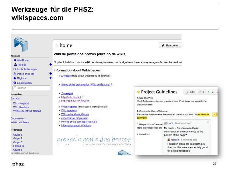  Werkzeuge für die PHSZ: wikispaces.com